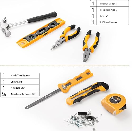 Miniatura 7 de KREBS Kit de herramientas mecánicas de 168 piezas para el hogar, kit de mano general con juego de herramientas de llave inglesa, estuche de