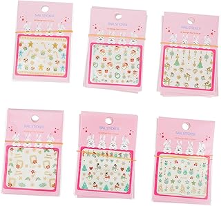 WOONEKY 24 Folhas 3D Adesivos De Unhas Adesivos De Natal Adesivos De Nail Art Decoração De Nail Art Férias Nail Art Natal 3D Nail Art Adesivos De Unhas De Alce Decorações De Unhas