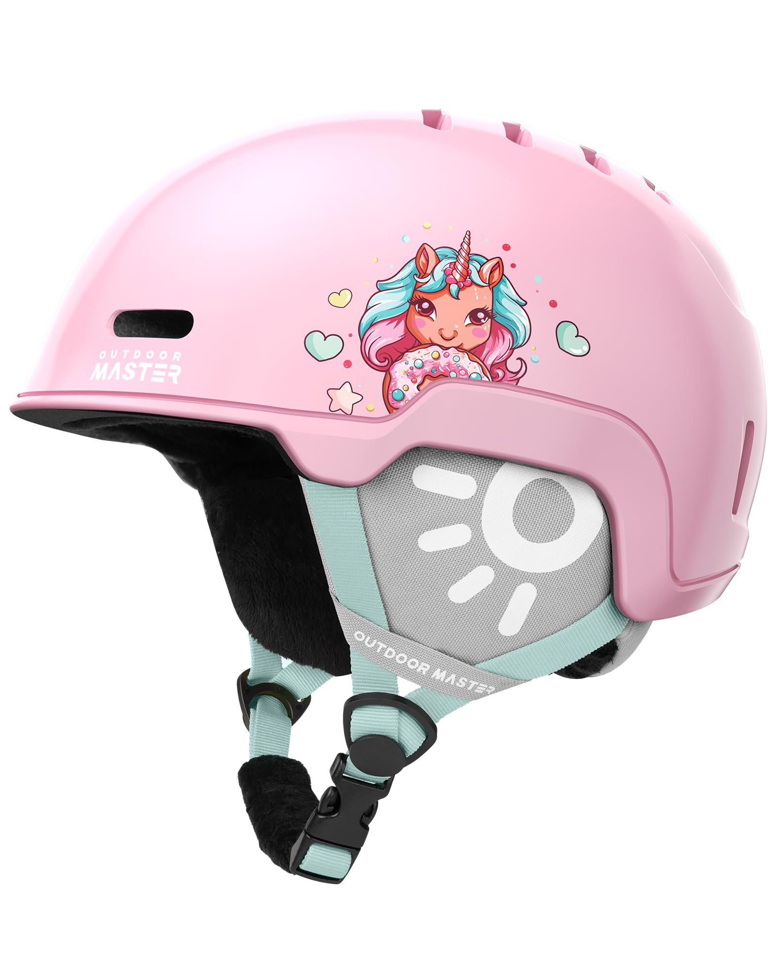 Outdoor Master Casco da Sci Bambino/Bambina Modello Reindeers Kids - Tecnologia In-Mold con 12 Prese d’Aria - Regolazione a Rotella e Fodera Rimovibile, Certificato ASTM
