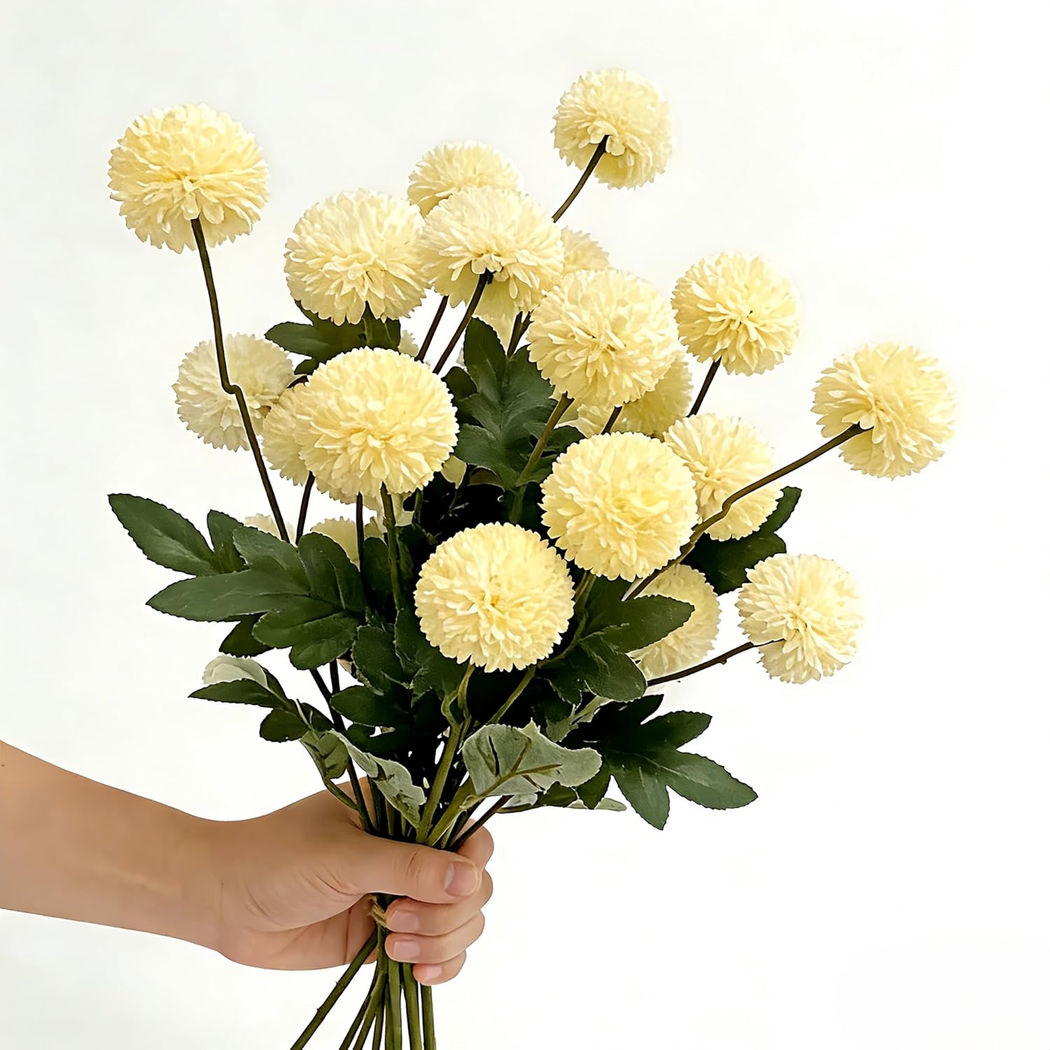 5PCS Yellow Artificial Flowers Dandelion Ball Floral Stems, 5 Head Real Touch Faux Flowers for Vase Filler Spring Home Decor Easter Decorations Farmhouse Centerpiece Wedding Arrangements