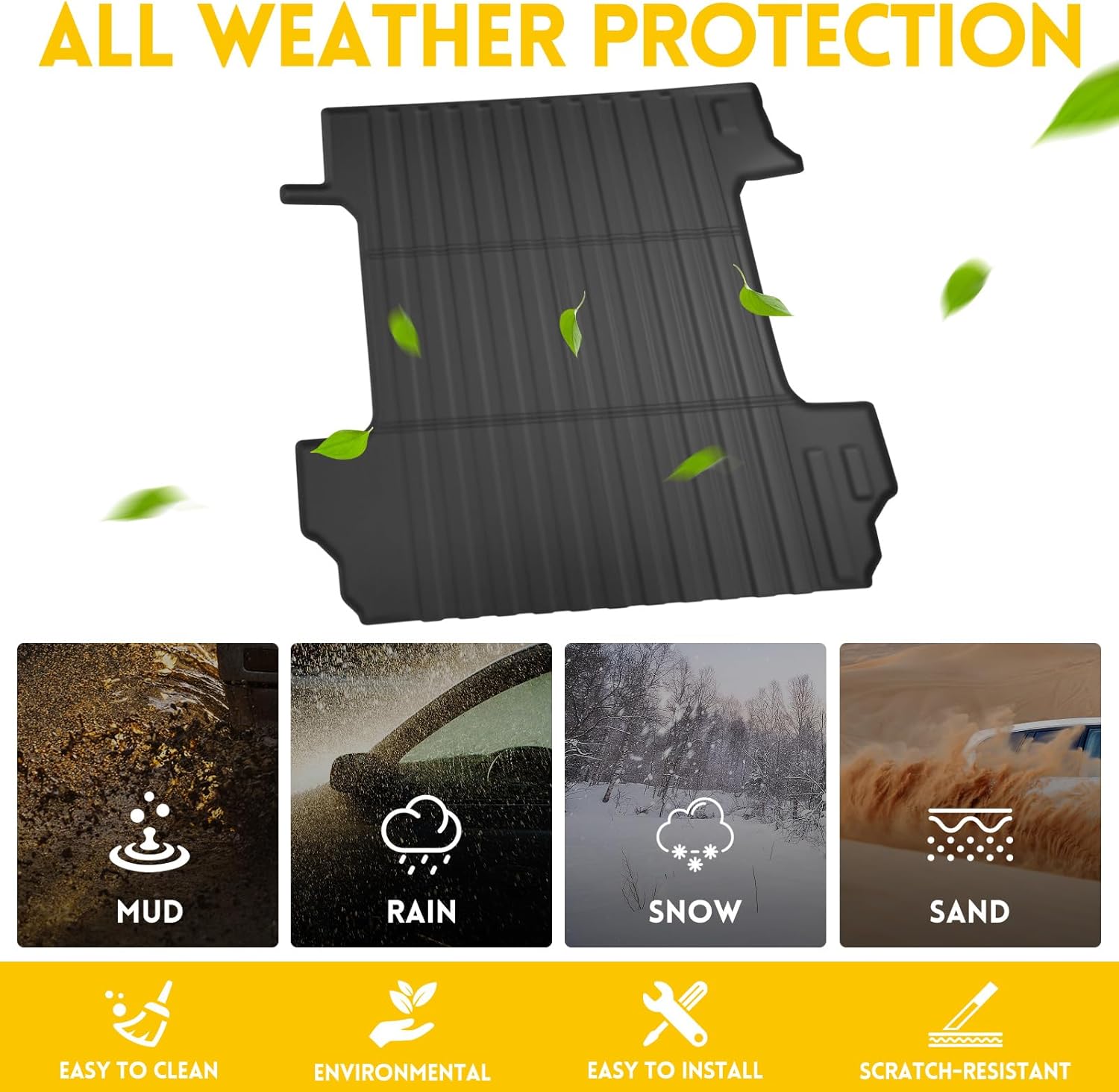 Truck Bed Mat for 2019-2025 2026 Chevy Silverado/GMC Sierra 1500 5.8FT Crew Cab Short Bed Liner All Weather Bed Cargo Mat Only for 19-26 Chevrolet Silverado/GMC Sierra 1500 Accessories