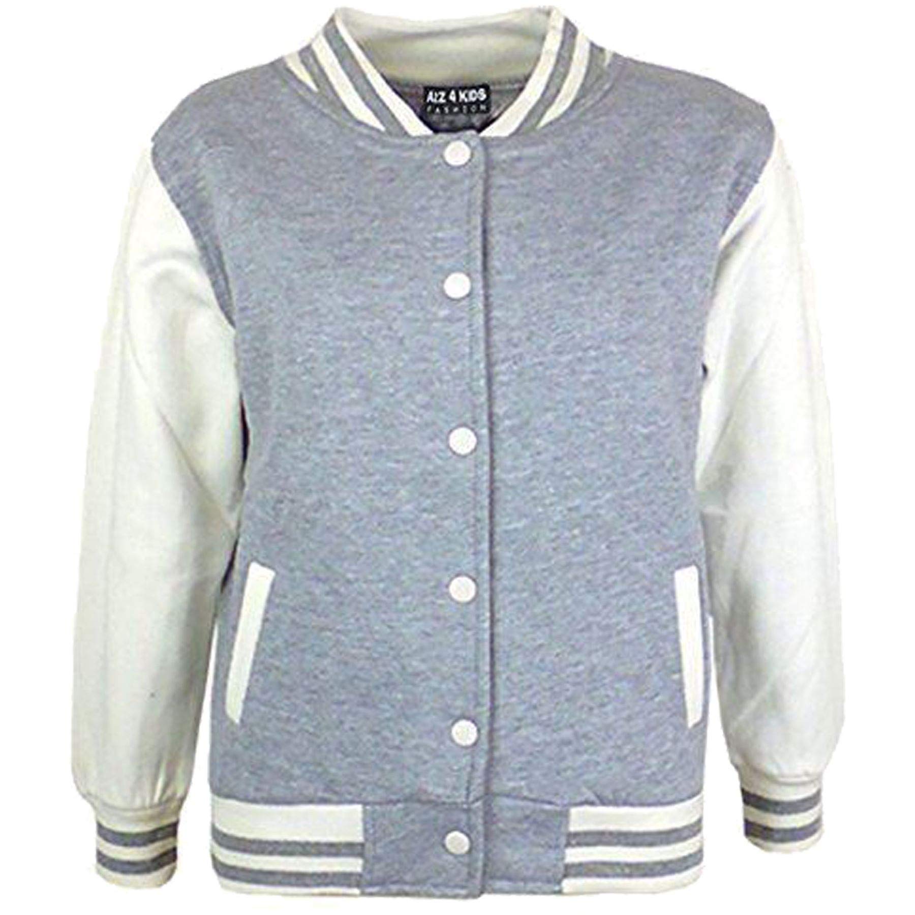 A2z 4 Kids Grey Baseball Contrast Varsity Jacket Stand Collar Coat