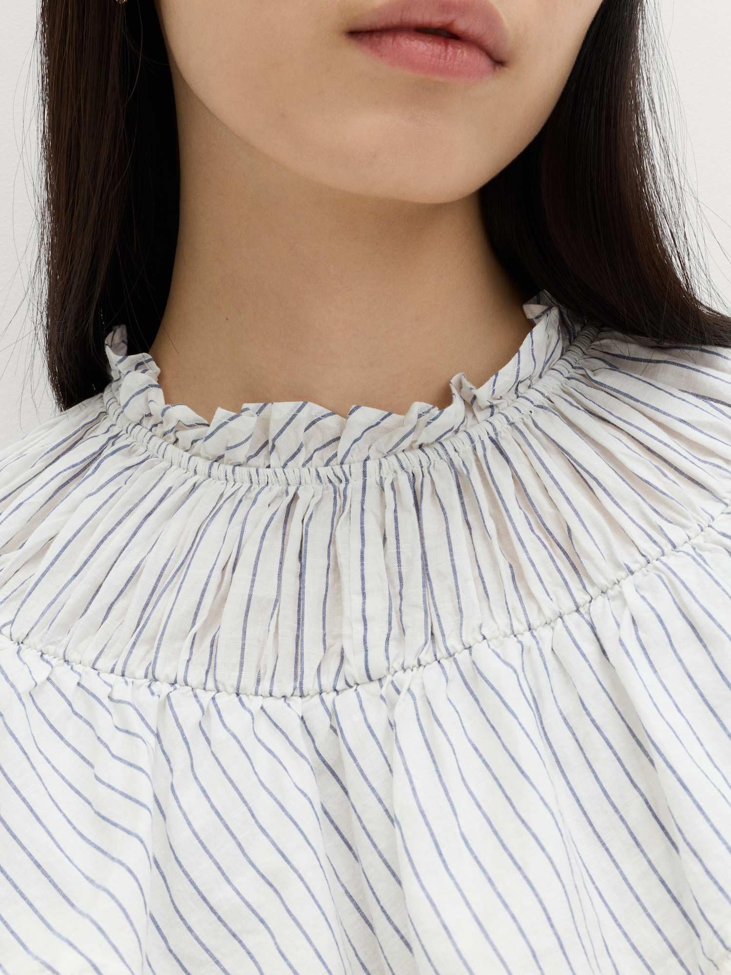 Marks & Spencer Blusa a Righe in Puro Cotone con Dettagli in Pizzo
