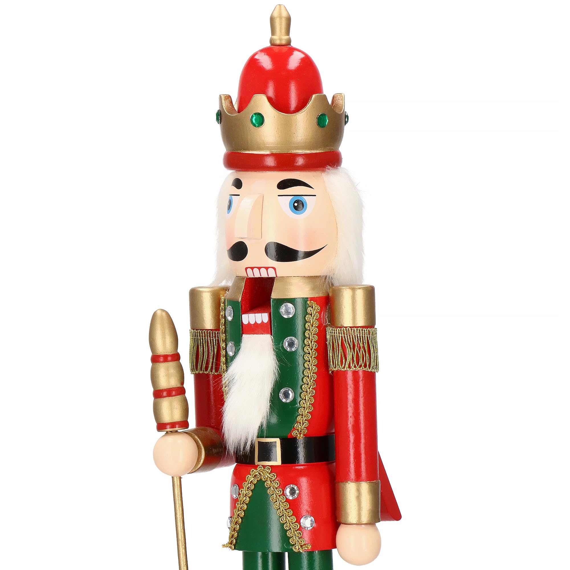 SPRINGOS Schiaccianoci statuetta in legno re con scettro 61 cm Natale decorazione natalizia