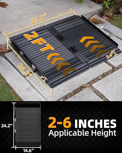 Vista 24 de VNN Rampa portátil para silla de ruedas de 3 pies, rampas de umbral de puerta de aluminio antideslizantes para sillas de ruedas para el hogar