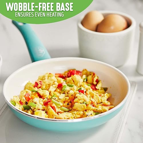 Miniatura 5 de Sartén GreenLife de cerámica antiadherente de 10 pulgadas con mango suave 8 pulgadas Turquoise