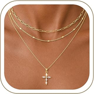 3pcs Gold Cross Necklace for Women, Layered Necklace