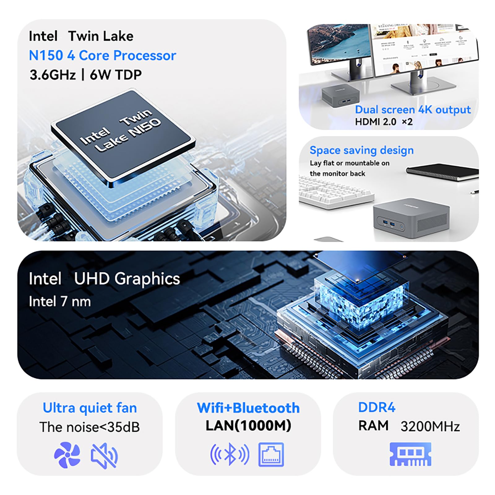 Intel Twin Lake-N150 ミニPC 8GB RAM 256GB Amazon.com: Intel Twin Lake N150 Mini PC, i3-N305 Mini Desktop