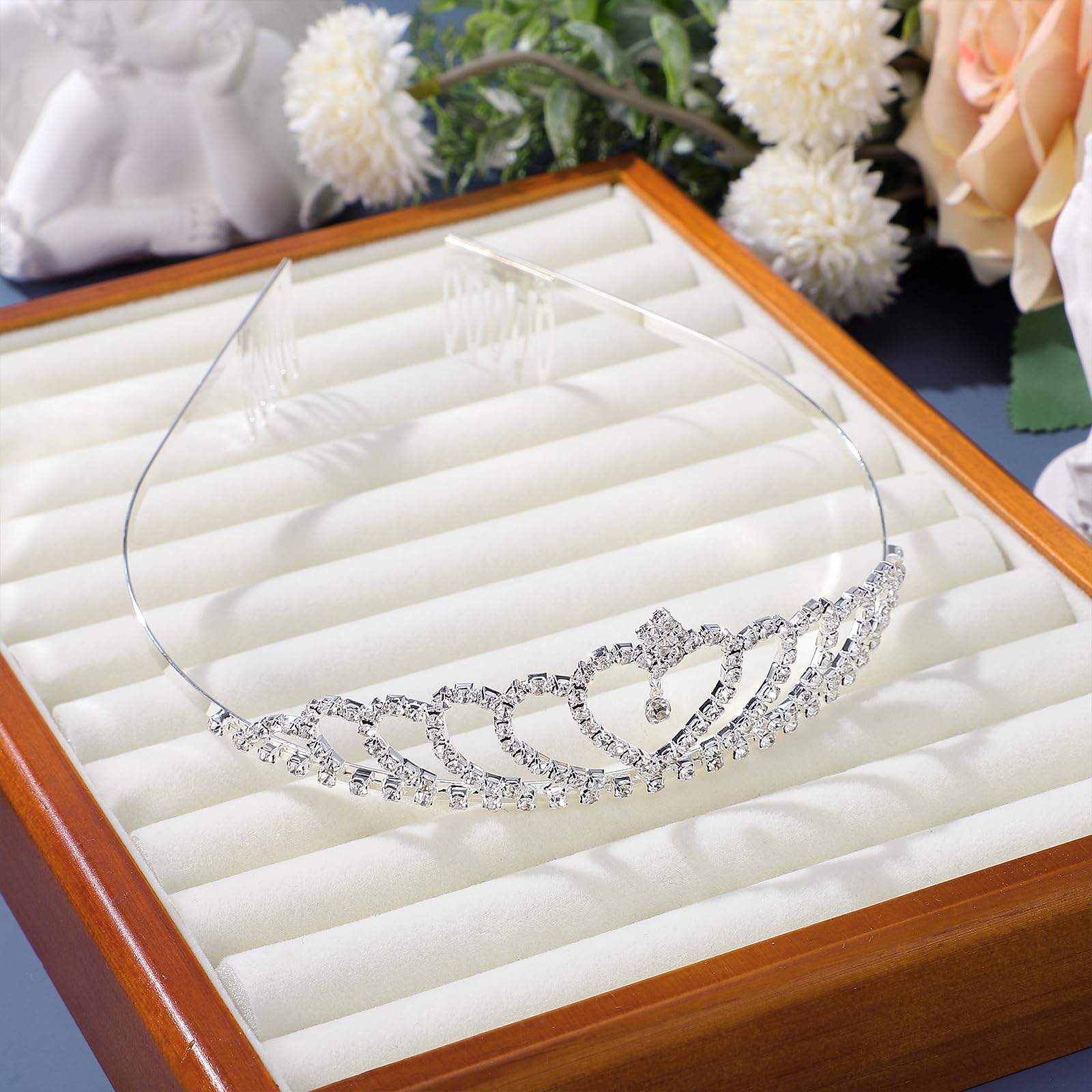 OSALADI Princesa Royal Novia Cristal Tiaras Joyería Rhinestone Diadema Novia Princesa Para Mujeres Cumpleaños Plata