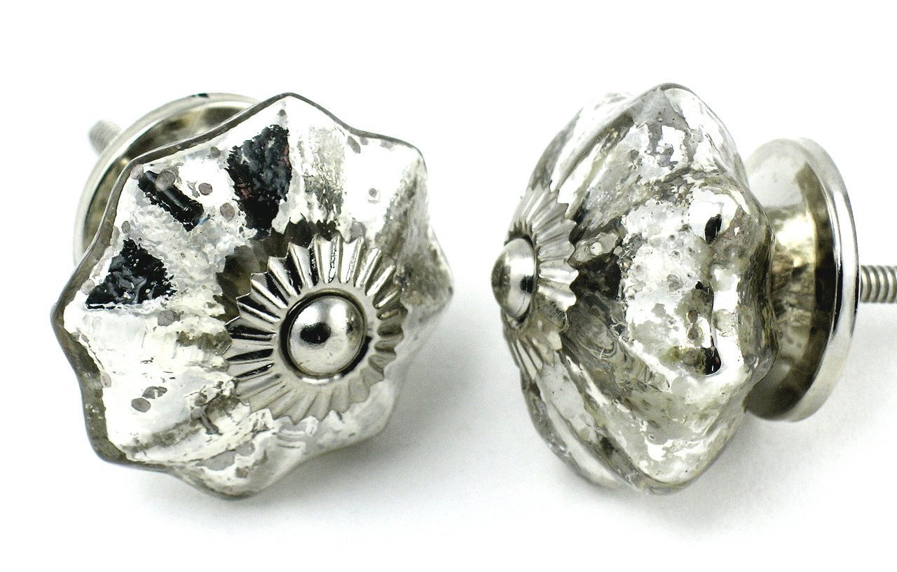 Vintage Mercury Glass Knobs, Drawer Pulls & Handles K5