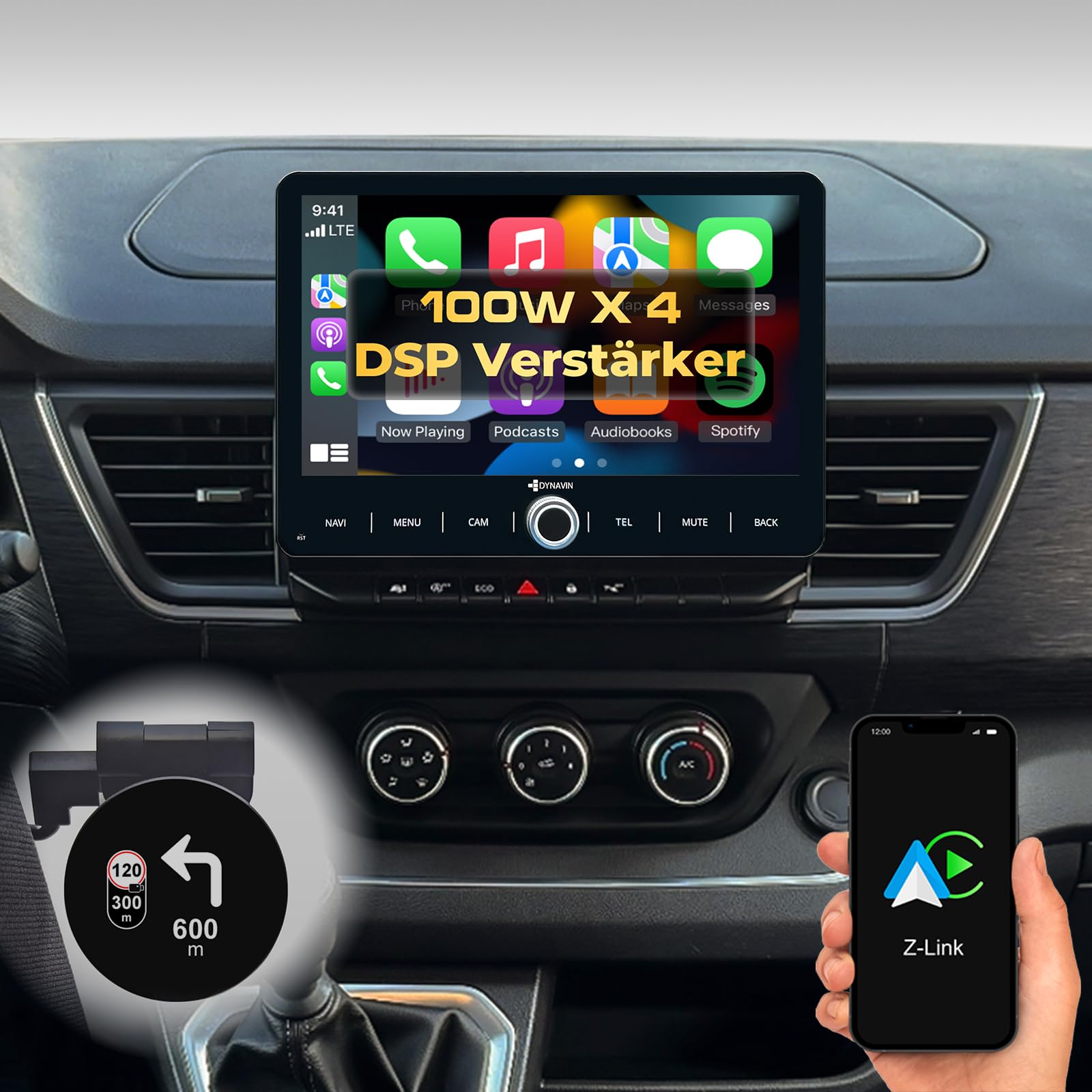 Autoradio De Navigation GPS HD Avec CarPlay & Android + Caméra De Recul Compatible Avec Mercedes Citan Tourer MIXTO 109 CDI/Renault Kangoo II Master Twingo (G7283A+caméra De Recul