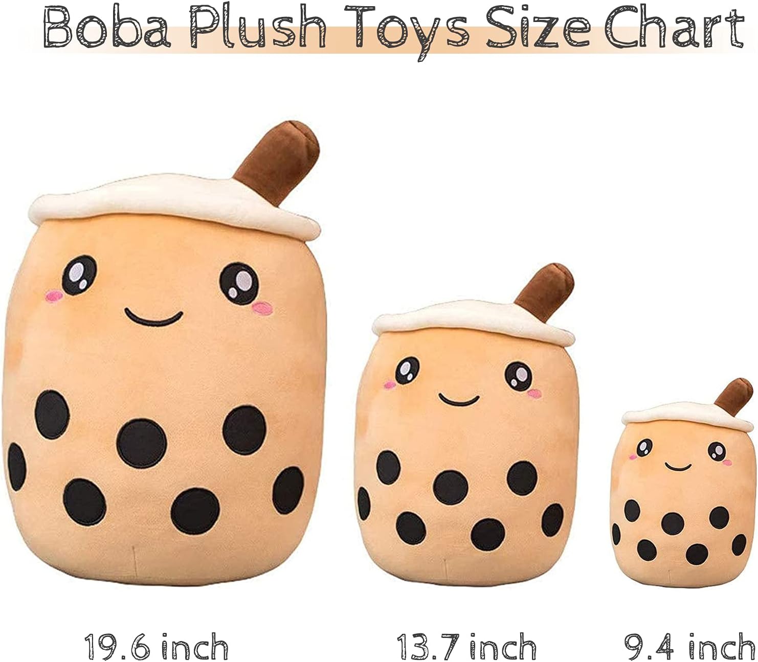 VHYHCY Cute Stuffed Boba Plush Bubble Tea Plushie Pillow Milk Tea Cup Pillow Food Plushie, Soft Kawaii Hugging Plush Toys Gifts for Kids(Brown, 19.6 inch)