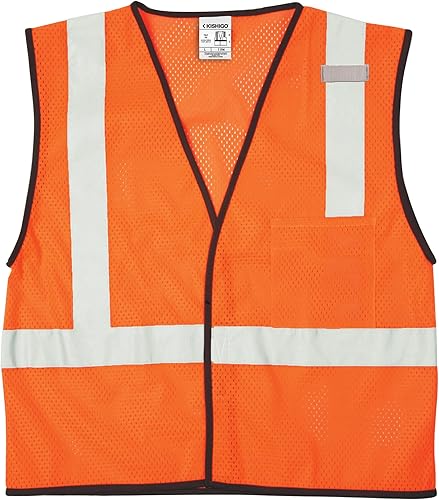 Miniatura 2 de Kishigo 1194 Economy Series - Chaleco de malla ultra fresca con 1 bolsillo, se adapta a tamaño pequeño y mediano, color naranja
