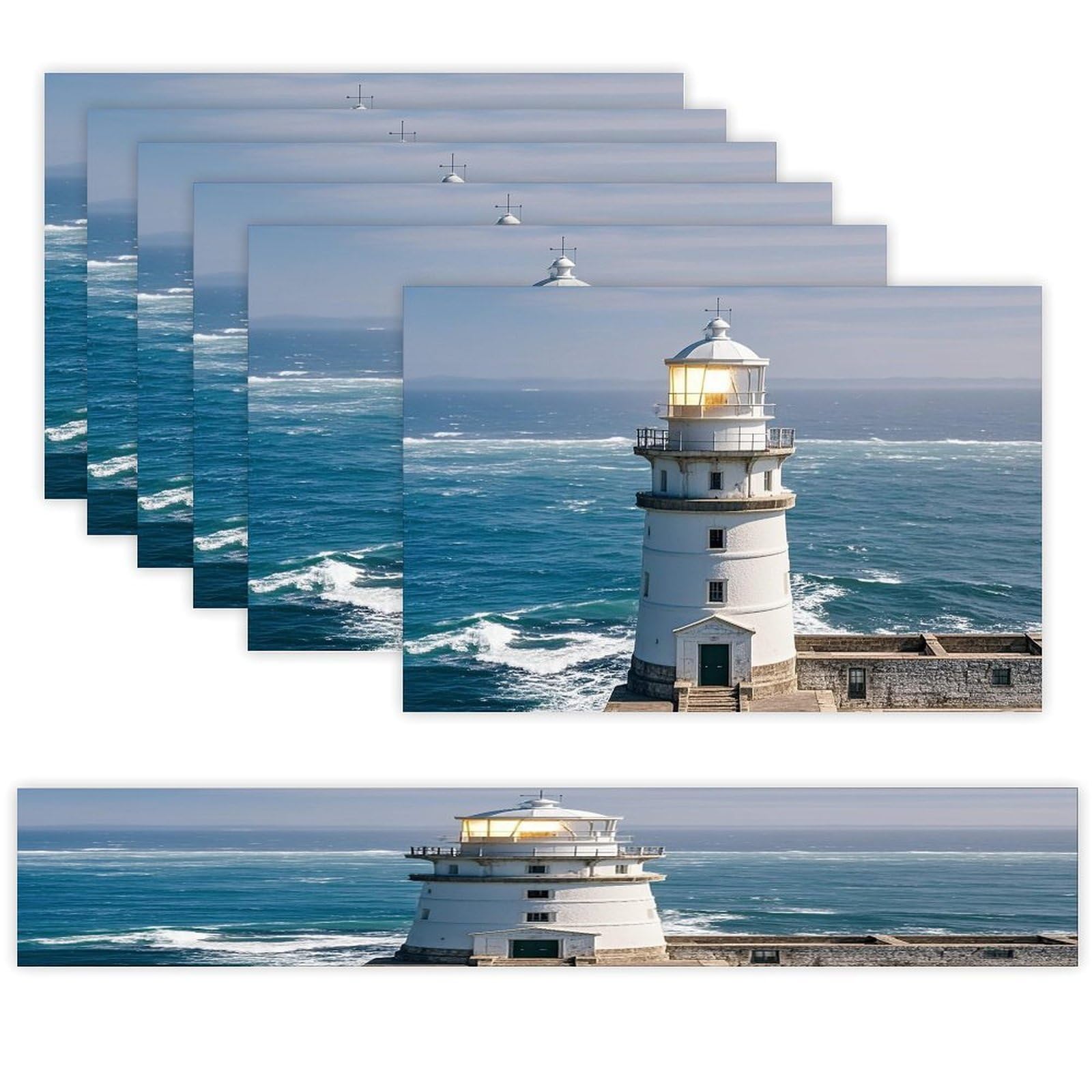 Lighthouse Sandbeach Table Runner and Placemats Set of 6 Heat Resistant Washable Table Runners Dining Mat Sets Modern Cloth Place Mats Linen Table Decor for Kitchen Dining Room