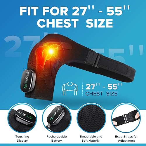 Miniatura 4 de Envoltura térmica para el hombro con masaje, almohadilla térmica de hombro para manguito rotador, hombro congelado, almohadillas térmicas de hombro