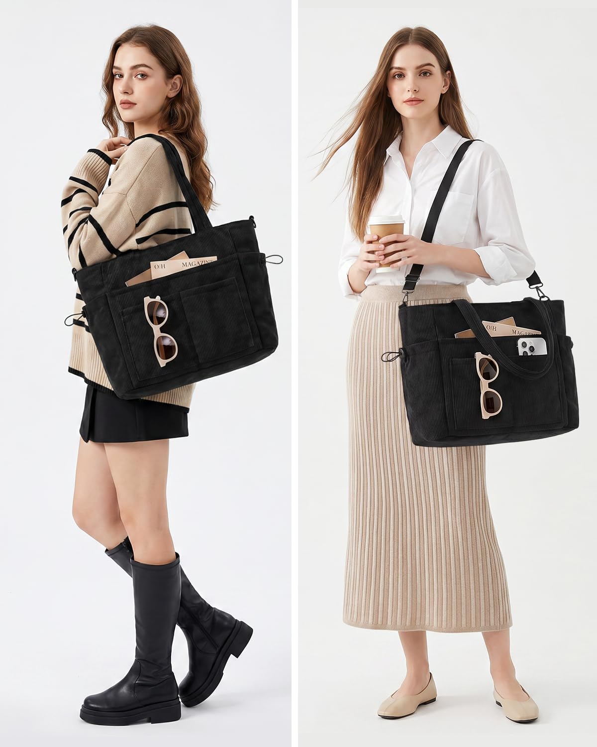 Prite Shopper Tasche Damen Handtasche Groß, Leicht Arbeitstasche Cord