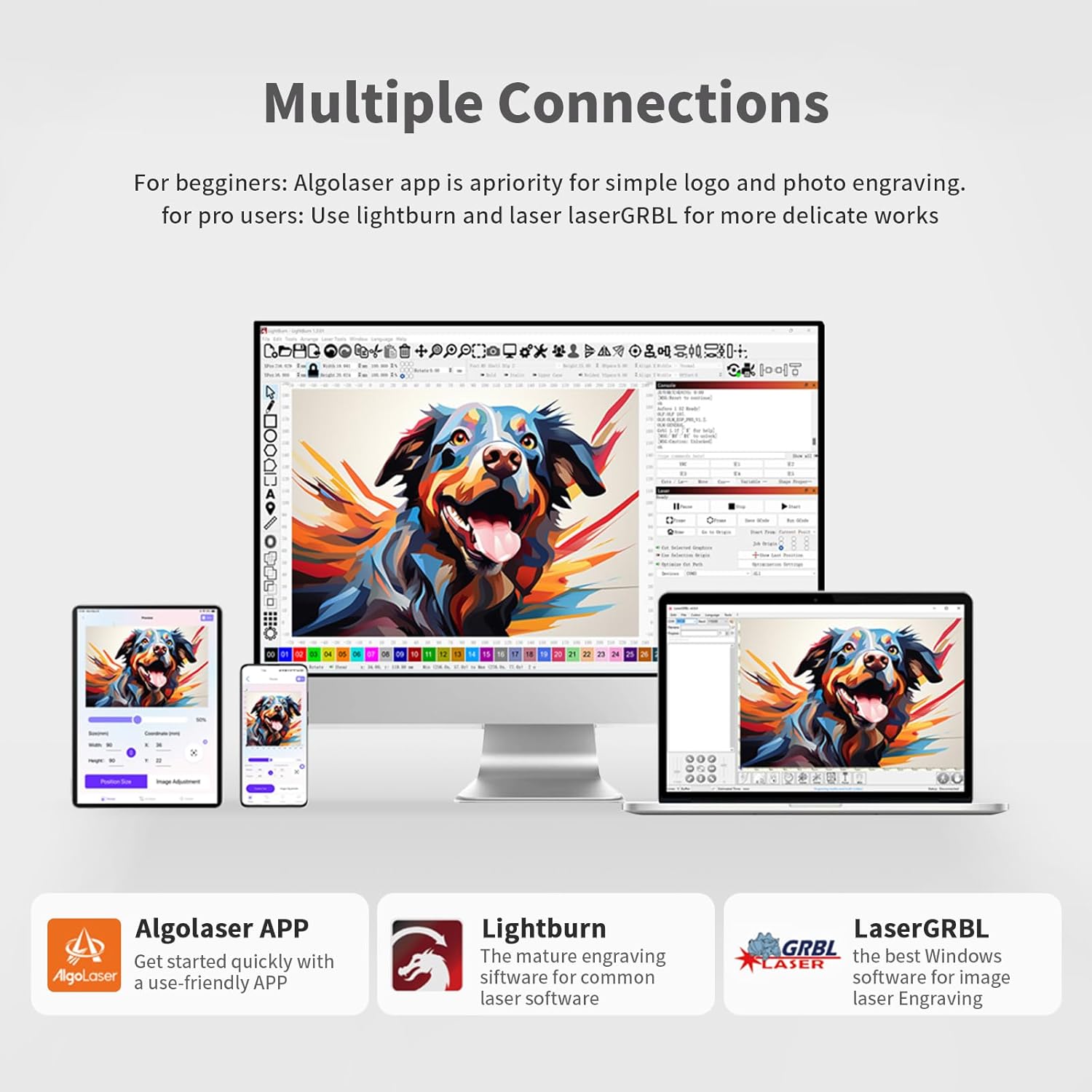 Multiple software connections for AlgoLaser DIY KIT MK2