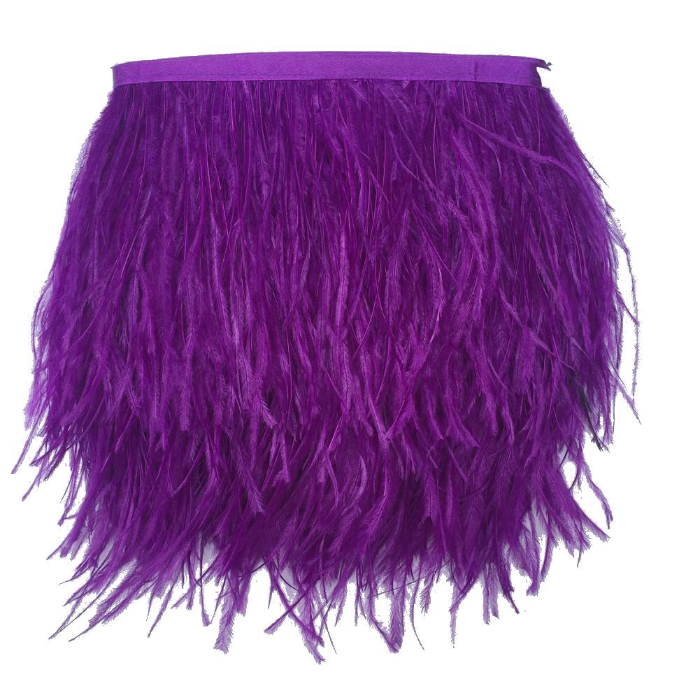 Shekyeon Ostrich Feathers Trim Fringe Used Wedding Sewing Crafts Costumes Decoration Pack of 2 Yards(Purple) โ image 1