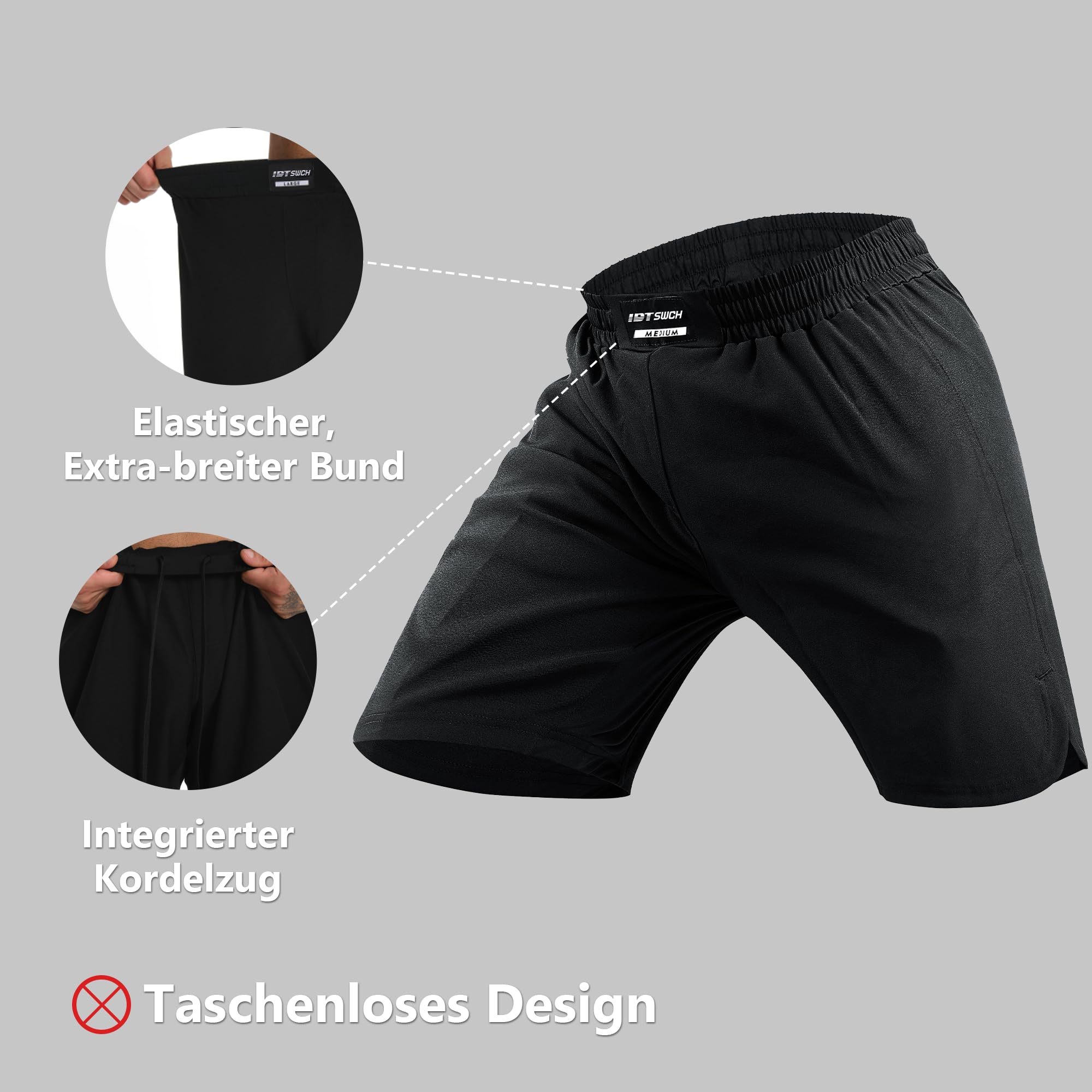 Idtswch MMA-Shorts für Herren – No-Gi-BJJ-Grappling-Shorts für Muay Thai, Boxen, Kickboxen, Kampf, Wrestling & Combat-Training