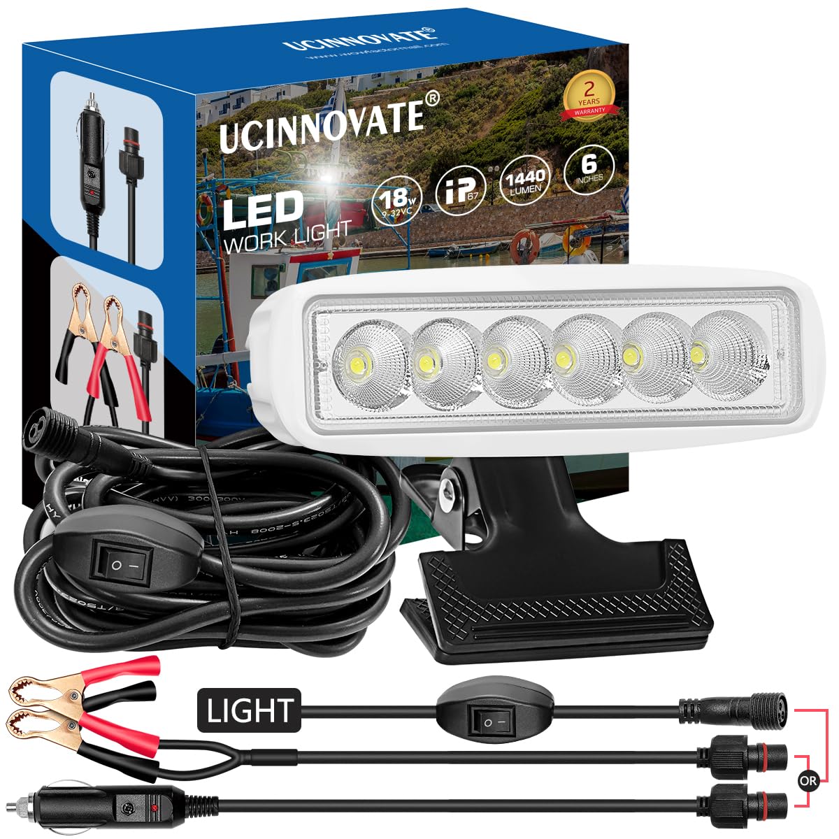 Flexible Clamp on Boat Spotlights 12V with ON/Off Switch, 6,3 Zoll LED Spotlight Leiste zum Aufstecken