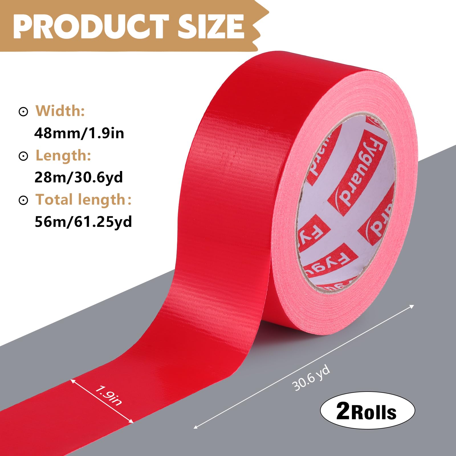 2 rolki taśmy pancernej w kolorze czerwonym, 48 mm x 28 m, czerwona taśma pancerna 210μ, taśma naprawcza, wodoodporna, uniwersalna do napraw, majsterkowania, rzemiosła