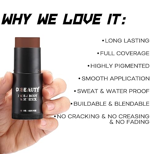 Miniatura 3 de CCbeauty Barra de pintura facial marrón, kit de pintura facial, pintura corporal profesional a base de aceite, maquillaje SFX no tóxico para ciervo,