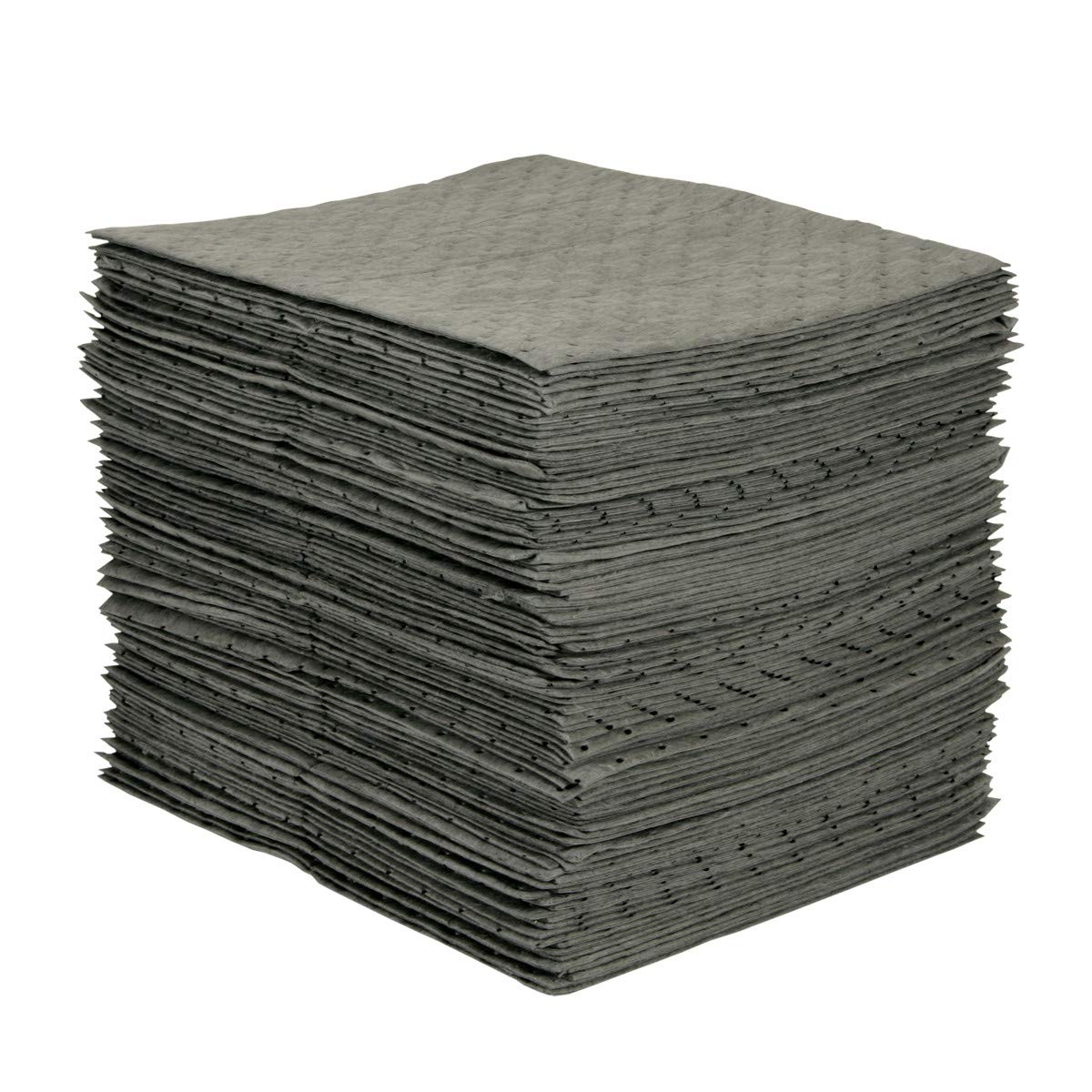 Brady SPC MRO100 Heavy Weight Absorbent Pads - Perforated 15x19" Gray Multi-Purpose for Oil, Chemical, Water Spills - 100 Pack