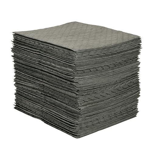 Brady SPC MRO100 Premium - Almohadillas absorbentes multiusos (químicaaceiteagua) con cubierta de fibra fina fuerte y de baja pelusa, gris, 15