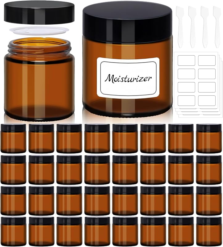 Frascos de vidro âmbar UPBUD com tampas, pacote com 32 unidades de 120 mL