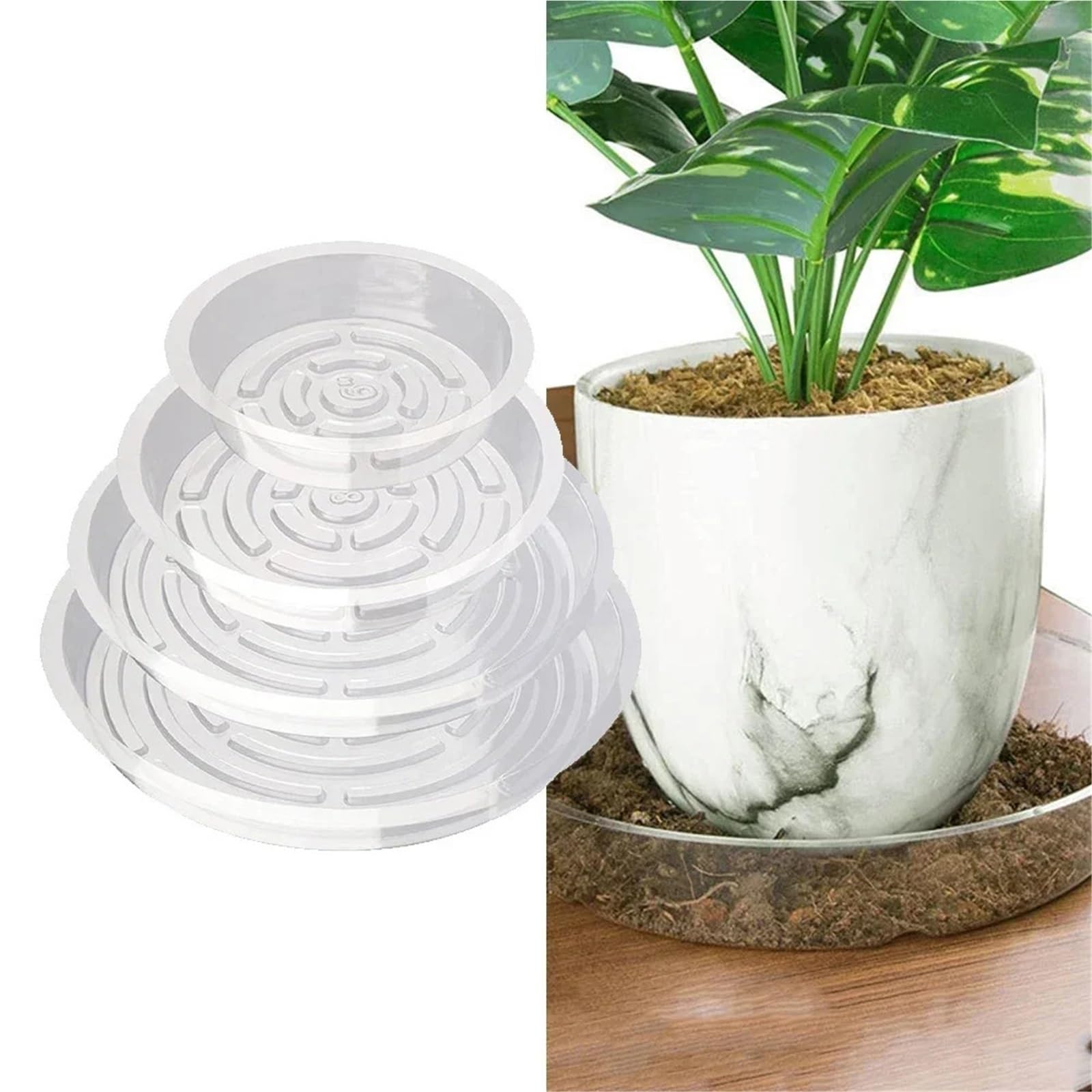 10 Stück 6–12 Zoll durchsichtige Kunststoff-Pflanzenuntertassen for Blumentöpfe, Tropfschalen for den Garten, Wartungsbedarf für Pflanzen(8 Inch)