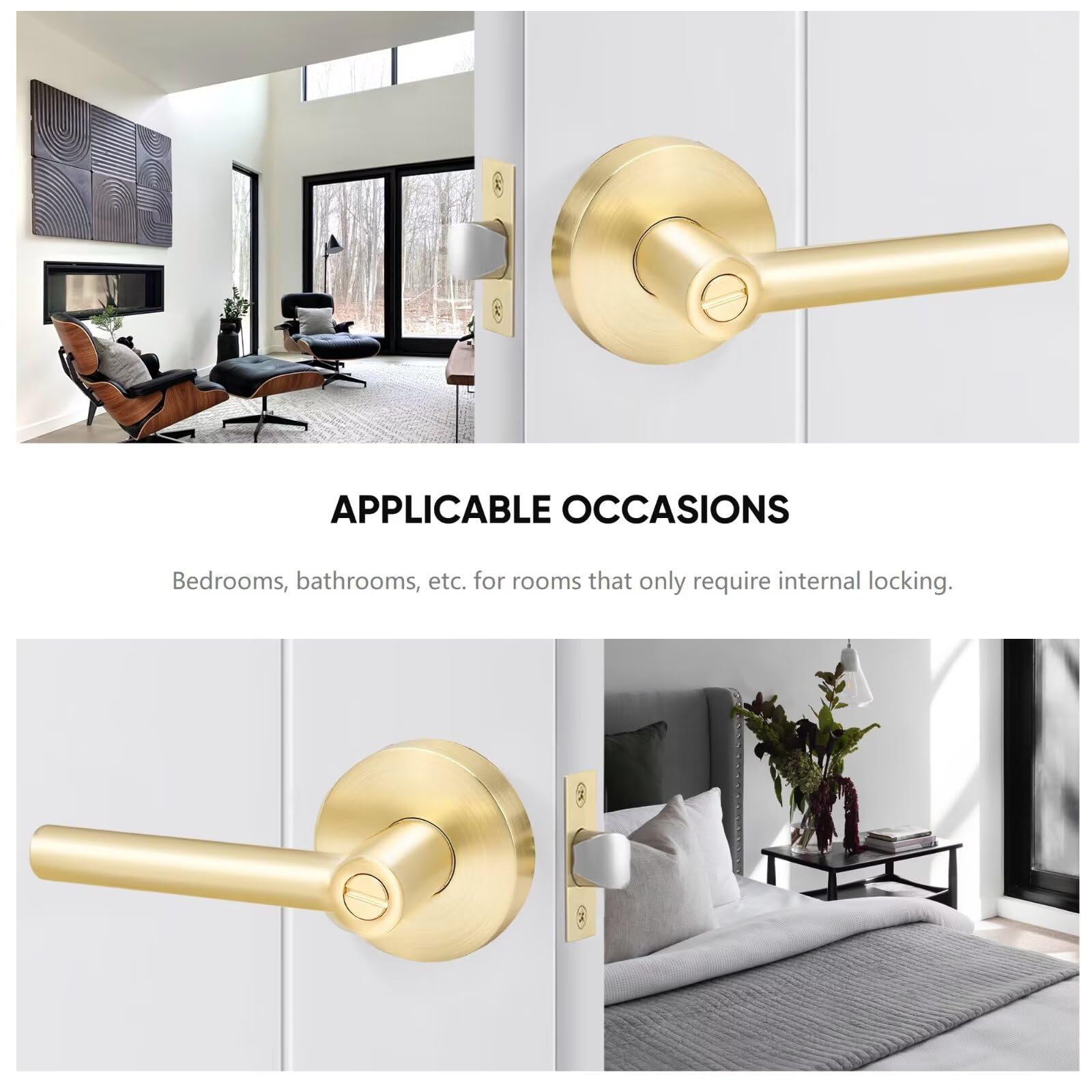 Karlstone 3 Pack Gold Door Handle, Round Shape Door Knobs,Interior
