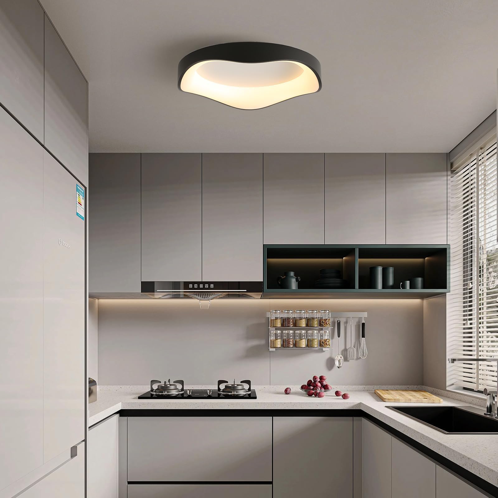 Moderne Led Deckenleuchte,Schwarz Deckenleuchte Dimmbar Minimalistische mit Fernbedienung,42cm 3000K-6500K Led Deckenlampe Für Wohnzimmer Schlafzimmer Küche Flur