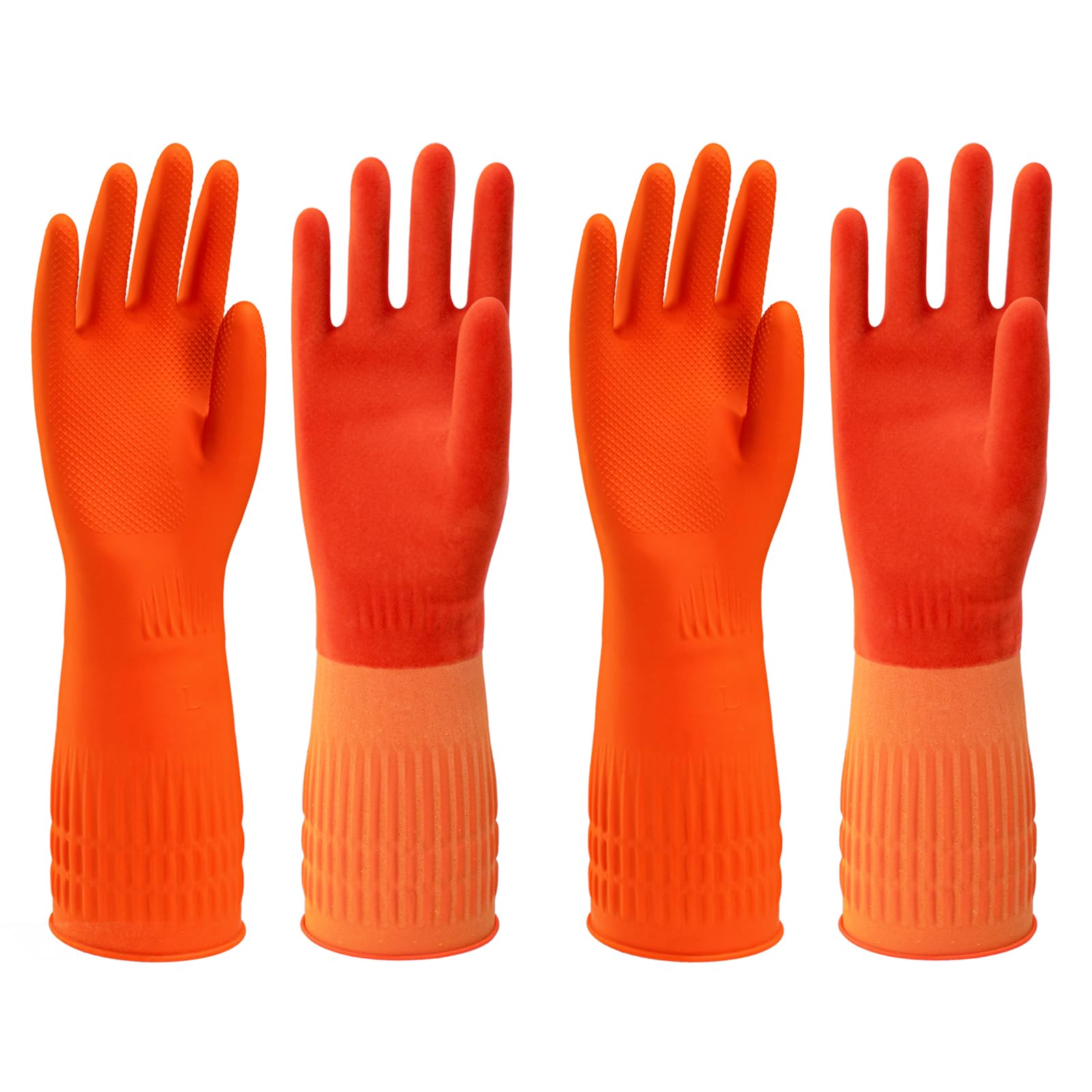 North Tower Guantes de cocina con forro polar, reutilizables, impermeables, con puño extra largo y diseño antideslizante para uso doméstico y cocina, 15 pulgadas, 2 pares medianos