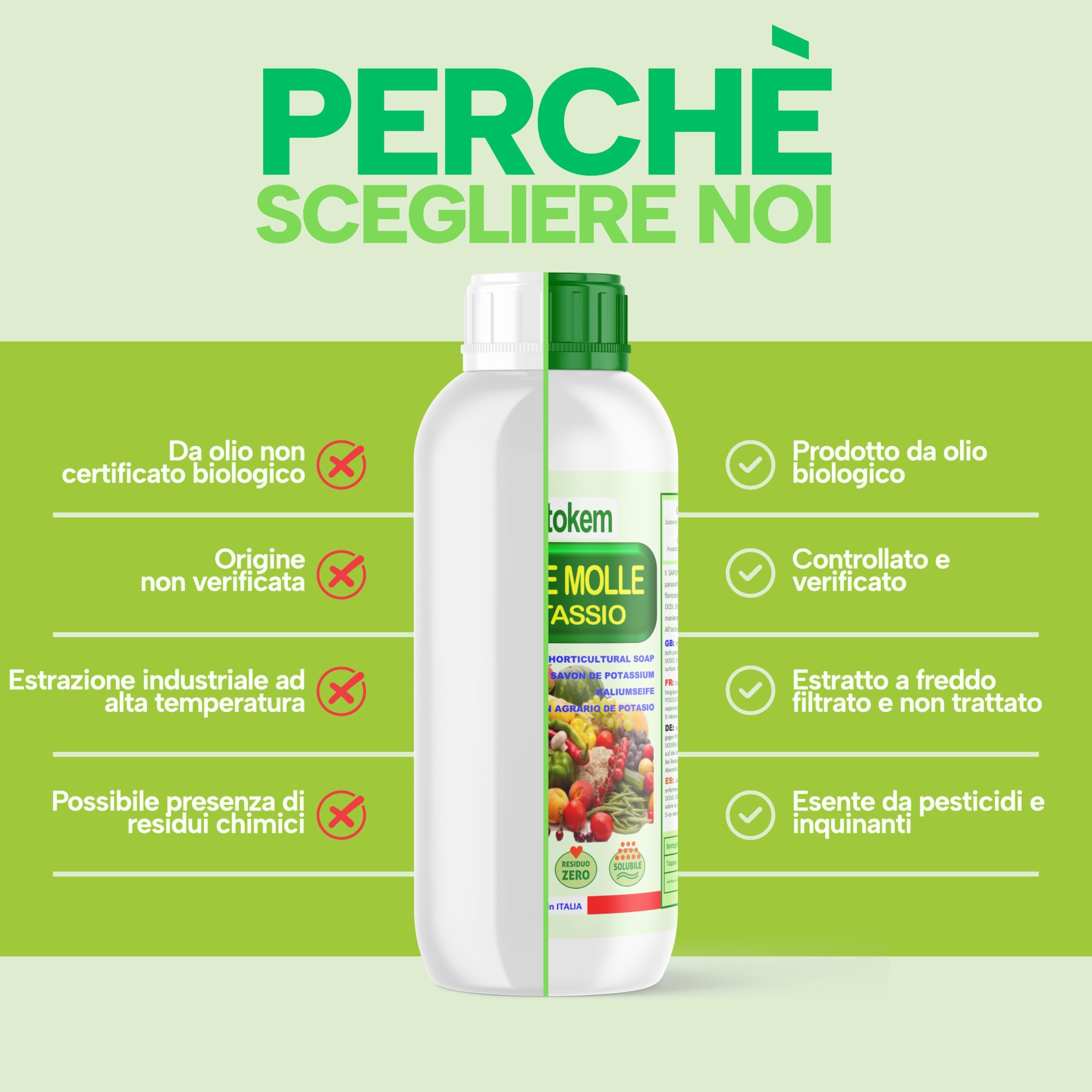 FITOKEM Sapone Molle Potassico per Piante 1L Insetticida Afidi Cocciniglia
