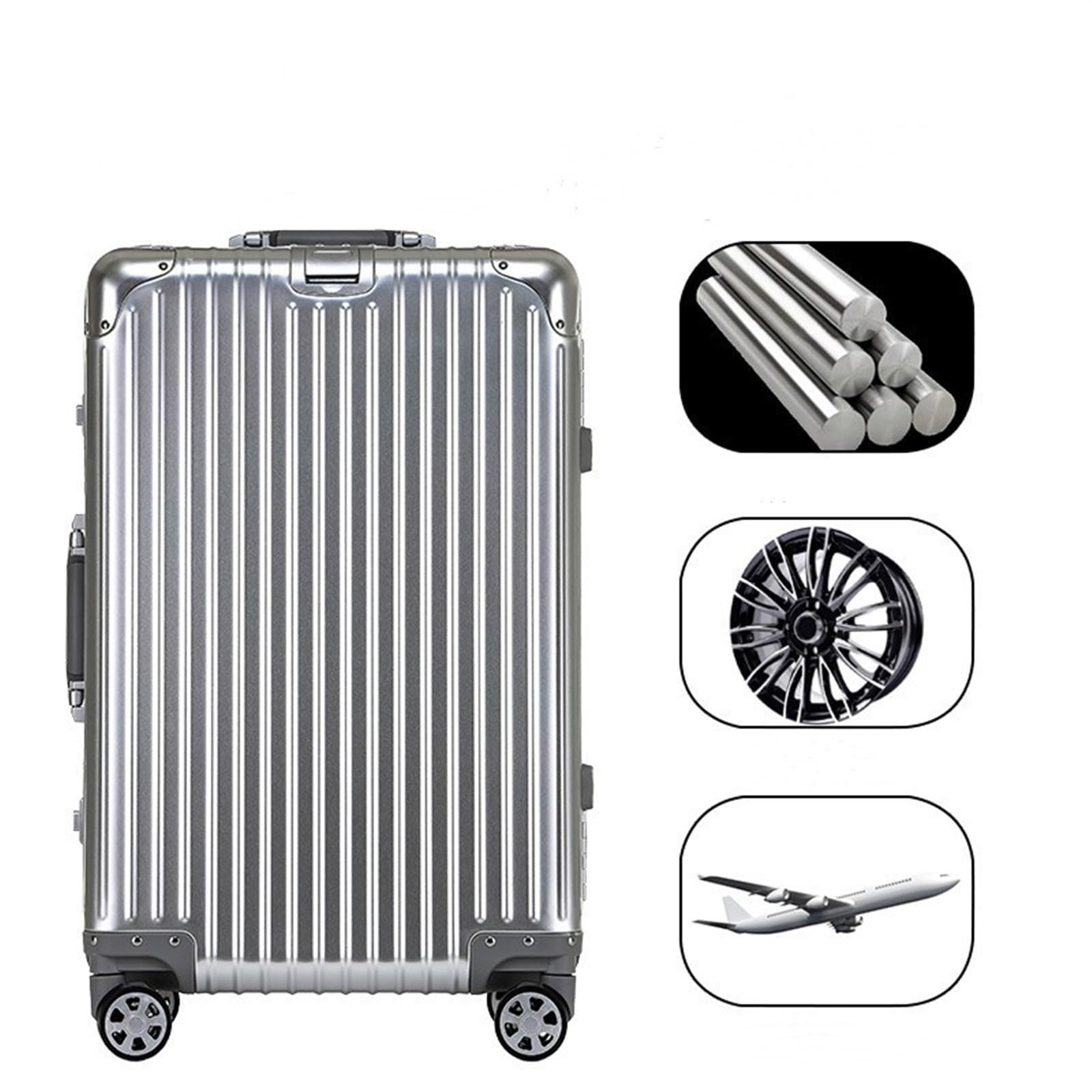 Walizki na kółkach Wszystkie aluminiowe etui na wózek ze stopu magnezu torba podróżna ze stopu aluminium metalowa torba podróżna przenośna walizka podróżna wielofunkcyjna (kolor: D, Taille Unique : 2