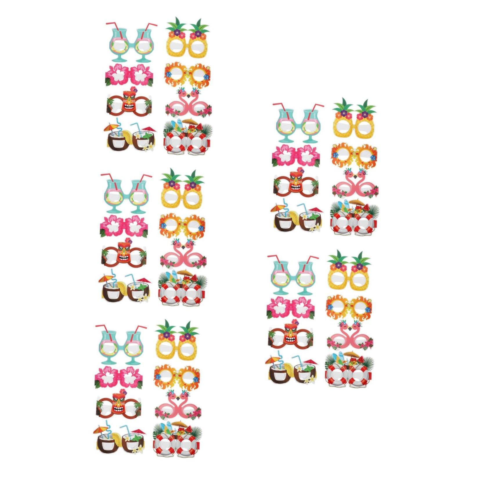 Cabilock 5 Set Occhiali Divertenti Hawaiani Per Feste Tema Accessorio Fotografico Per Decorazioni Da Spiaggia Per Balli E Celebrazioni 8 Pezzi*5