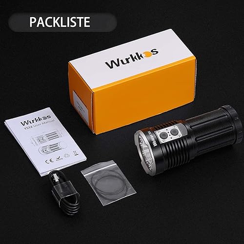 Miniatura 9 de wurkkos Potente linterna LED recargable, máxima 13000 lúmenes altos IPX8 impermeable, linterna súper brillante de alto 90 CRI, diseño de interruptor