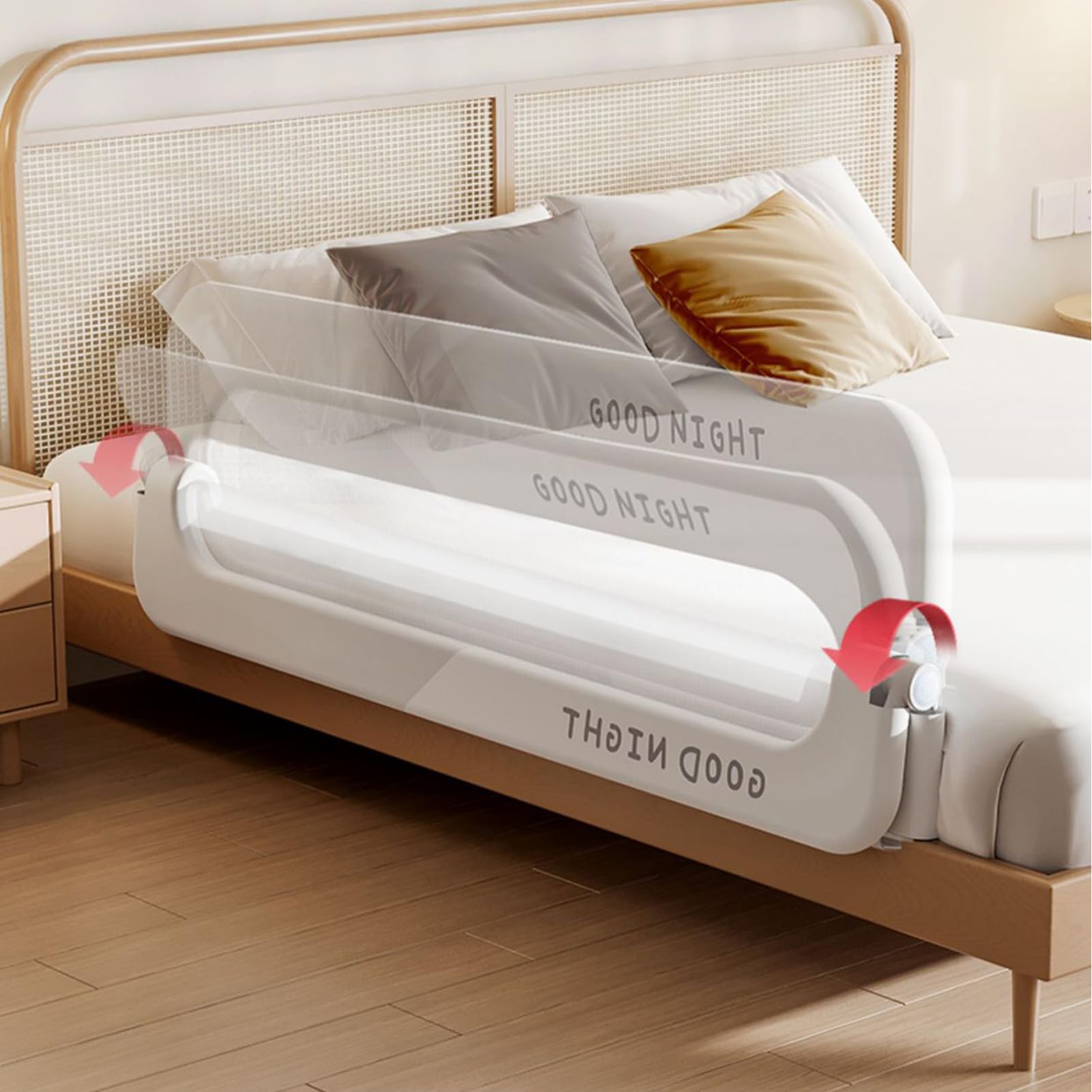 Bettgitter, 200 cm Bettschutzgitter für Kinder, Rausfallschutz Bett, Klappbar, Tragbar, Drop Proof Tragbarer Einseitiger Geländerwächter für Heimreise, Langlebige Sicherheit,