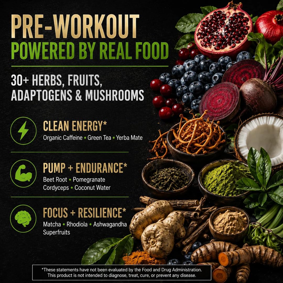 Organic Muscle Pre Workout Powder Strawberry Mango USDA Organic 20 Servings — Amazon image 3