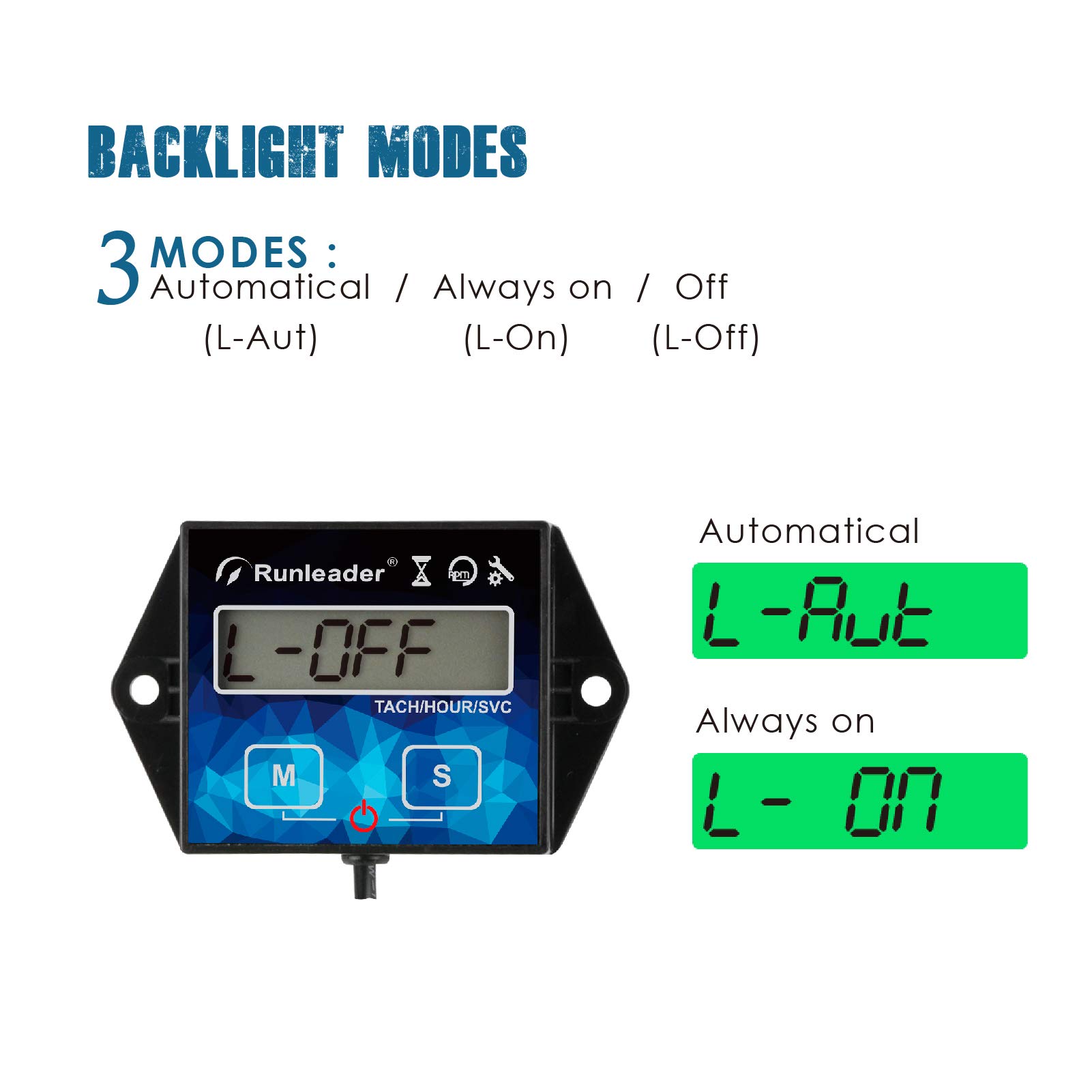 Runleader RL-HM011G Contach Ore & Tachimetro Digitale, Promemoria Manutenzione, per Rasaerba, Trattore, Generatore, ATV