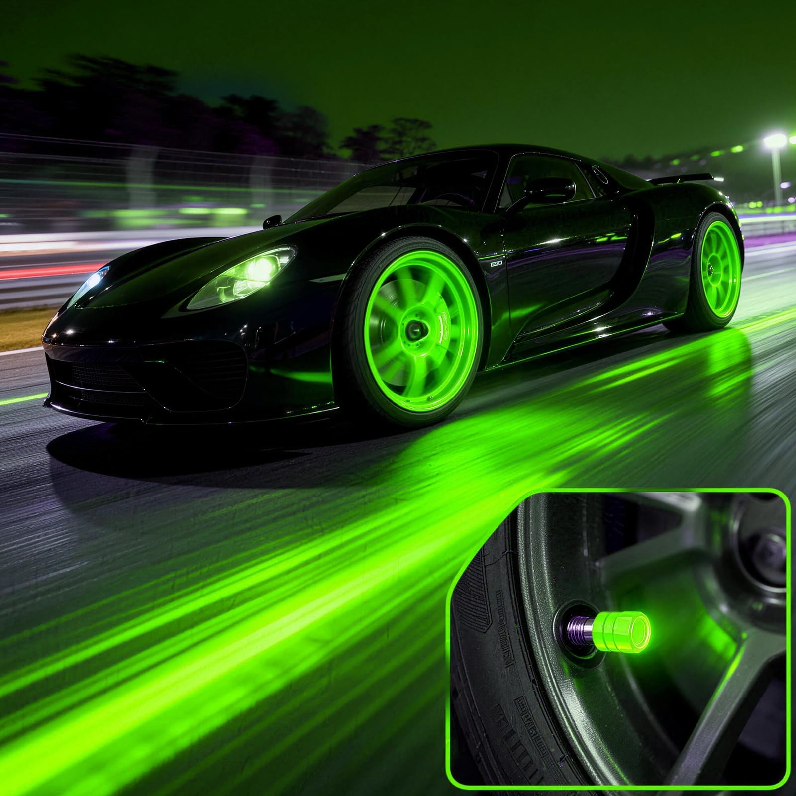 20Pcs Glow in The Dark Tire Valve Caps, Fluorescent Tire Valve Caps for Cool Car Decorations, Universal Luminous Car Tire Valve Caps Fits Car Truck SUV Motorcycle Bicycle (Green-20pcs) — view 7