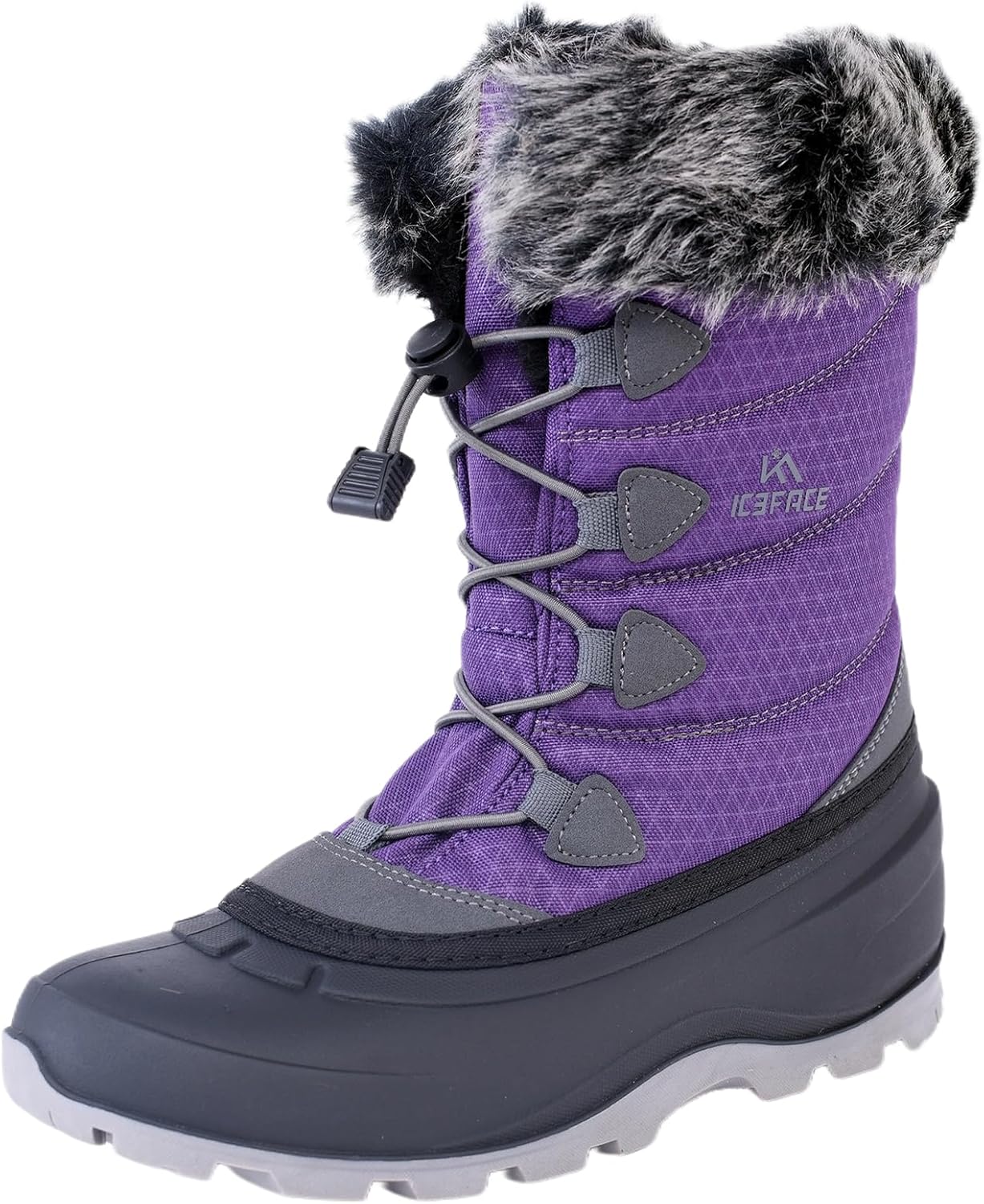 ICEFACE Waterproof Snow Boot Women with Quilted Nylon Fabric and Plush Lining for Ultimate Warmth and Comfort Stylish and Functional Winter Footwear Perfect for Snowy Days and Cold Weather Activitie