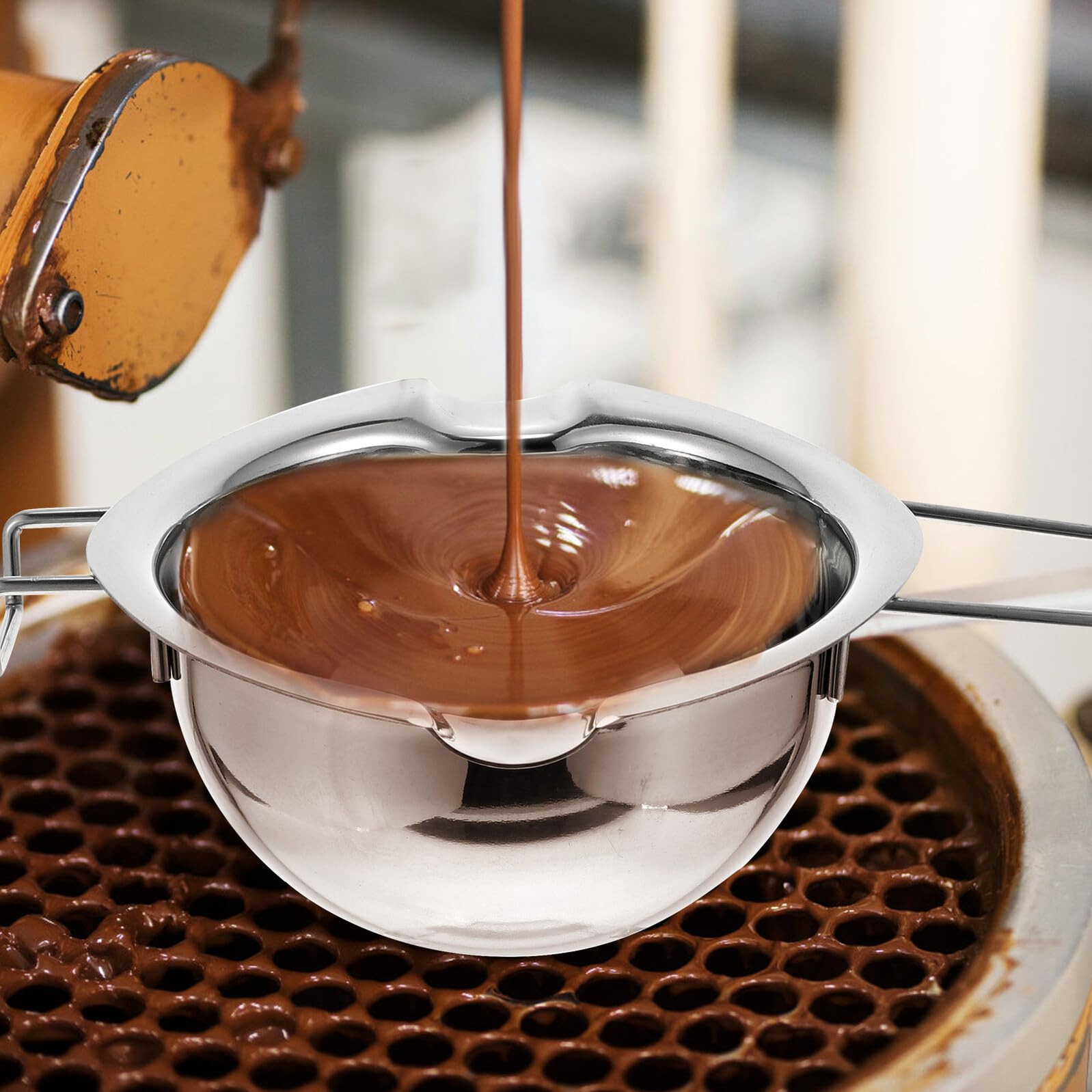jojofuny Olla Doble de Acero Inoxidable para Estufa Cazo para Fundir Mantequilla y Queso Cuenco para Baño María de Resistente y Portátil para Repostería y Cocina