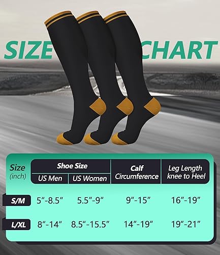 Miniatura 7 de FuelMeFoot Paquete de 3 calcetines de compresión de cobre  Calcetines de compresión para mujeres y hombres  Lo mejor para médicos, correr, atletismo