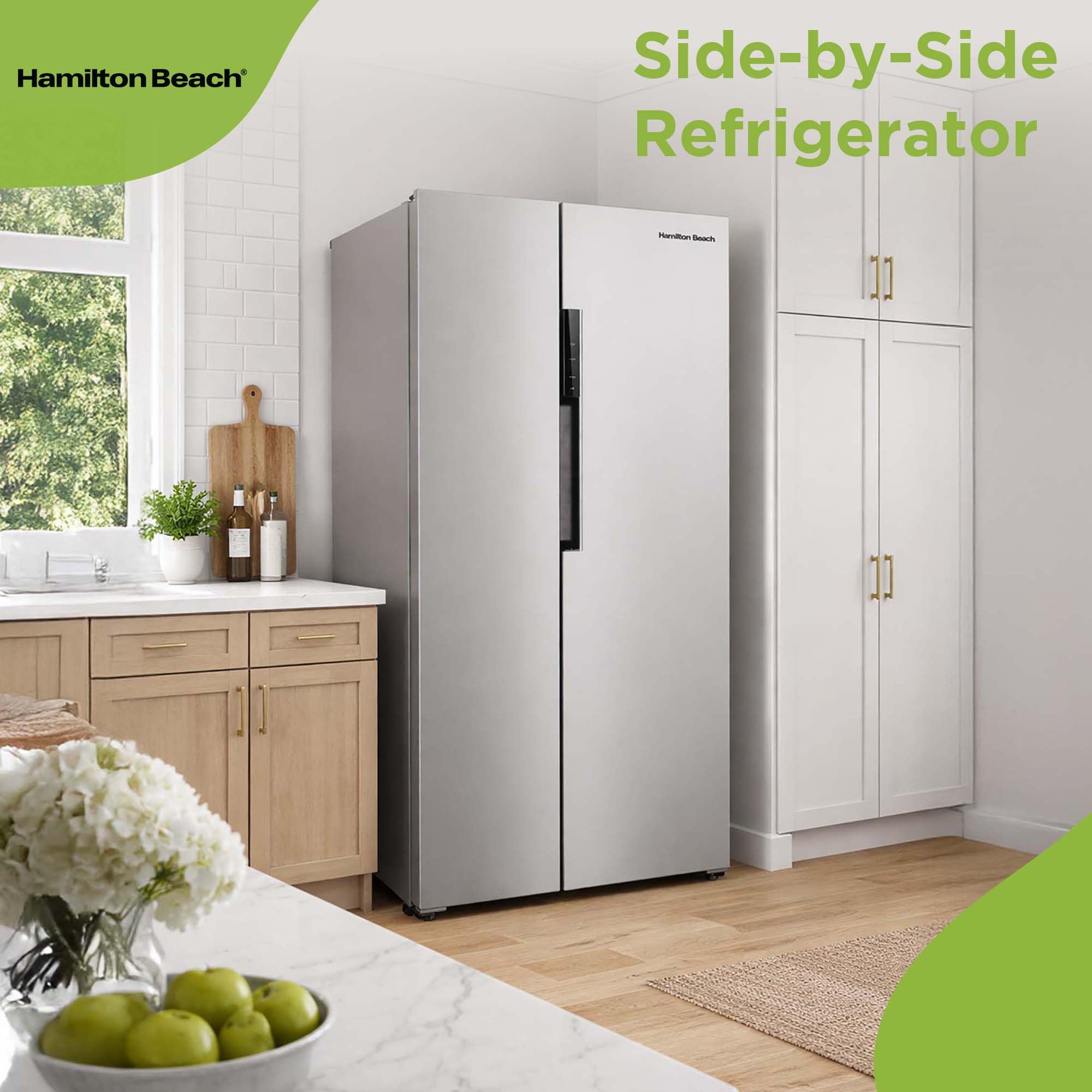 Hamilton Beach Hbf1558 15.6 Cu Ft Counter Depth Full Size Refrigerator, Side Doors, Stainless on Fridge.com - View 2