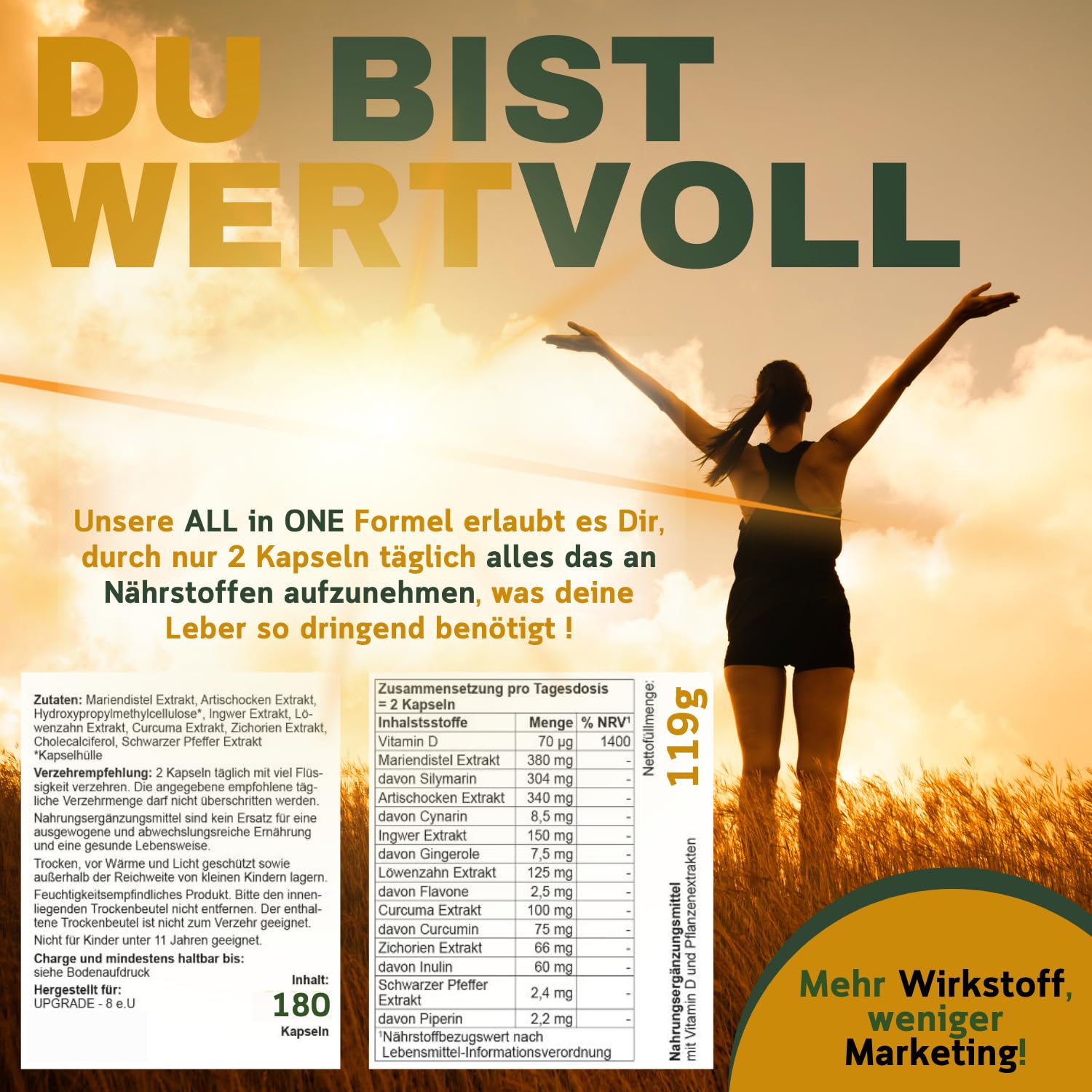 Leber-Kur für 3 Monate 180 Kapseln, 8-Fach-Komplex Mariendistel Kapseln hochdosiert mit 80% Silymarin Artischocke, Löwenzahn, Curcuma, Ingwer, Vegan & Laborgeprüft + Gratis-Geschenk