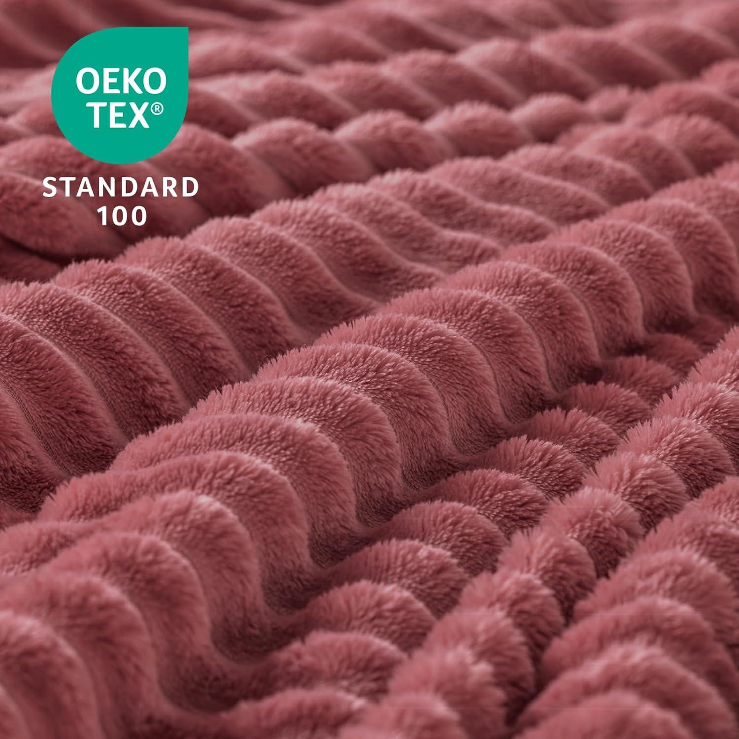  3D Ribbed Brick Dust Fleece Throw Blanket for Couch, 50x60 Inch thumbnail