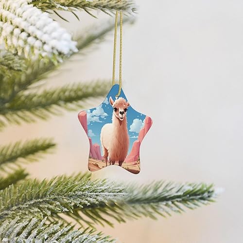 Miniatura 8 de Christmas Tree Camel Ceramic Hanging Star Shape Ornaments with Gold Ribbon Personalized Christmas Ornaments for Xmas Tree Holiday Home Wall Window