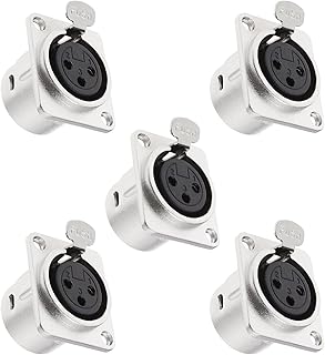 5Pcs XLR 3-Pin Female Socket Audio Adapter Connector Metal XLR 3-Pin Female Socket Female Plug Socket Adapter Connector for Microphone Musical Instruments