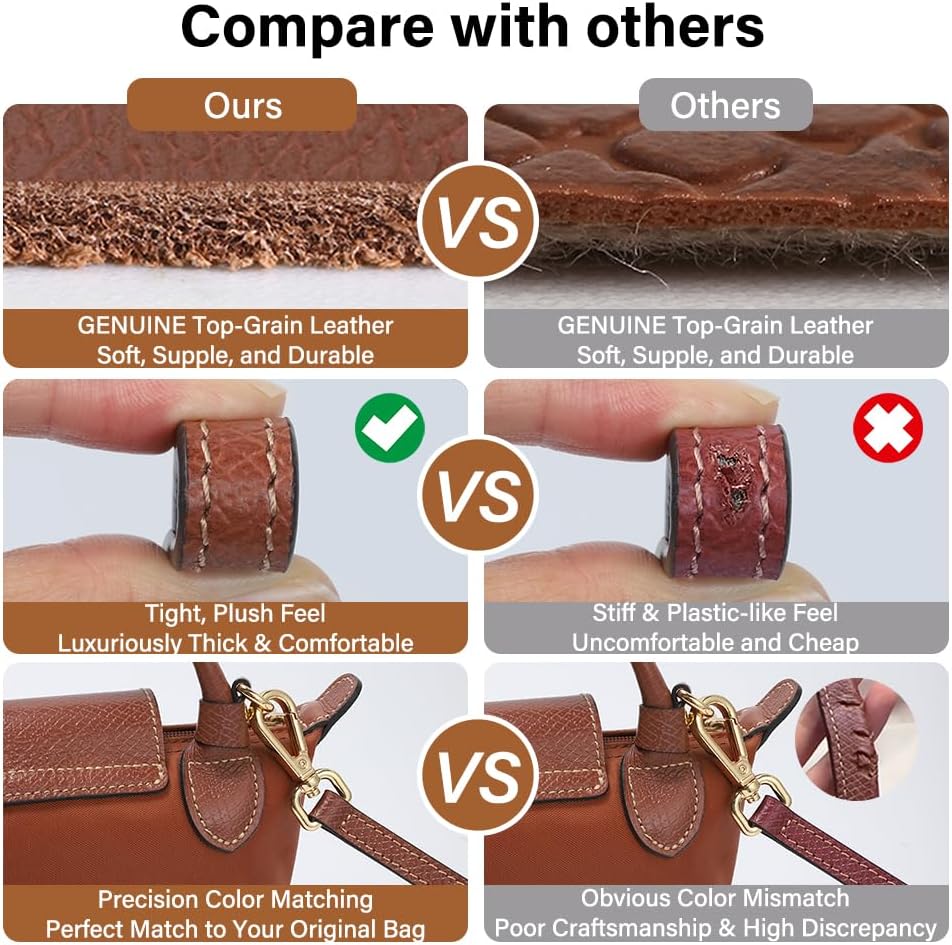 Leather Bag Shoulder Strap for Longchamp Mini Bag Adjustable Conversion Kit Fit (Length:92-120CM,Brown)